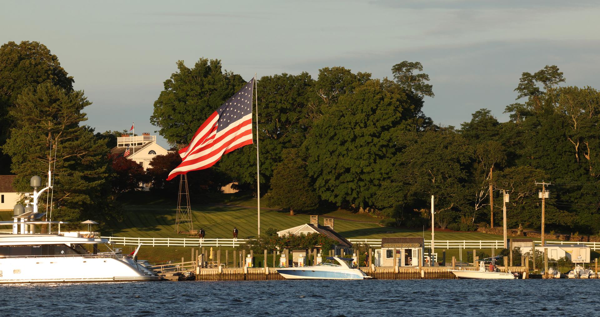 Old Lyme Dock marine fuel with a ship store and small boats